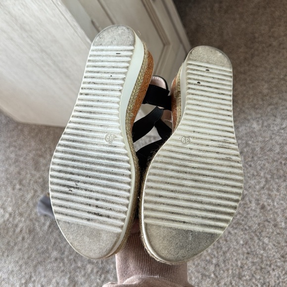 Black Platform Wedge Sandals - Picture 2 of 4